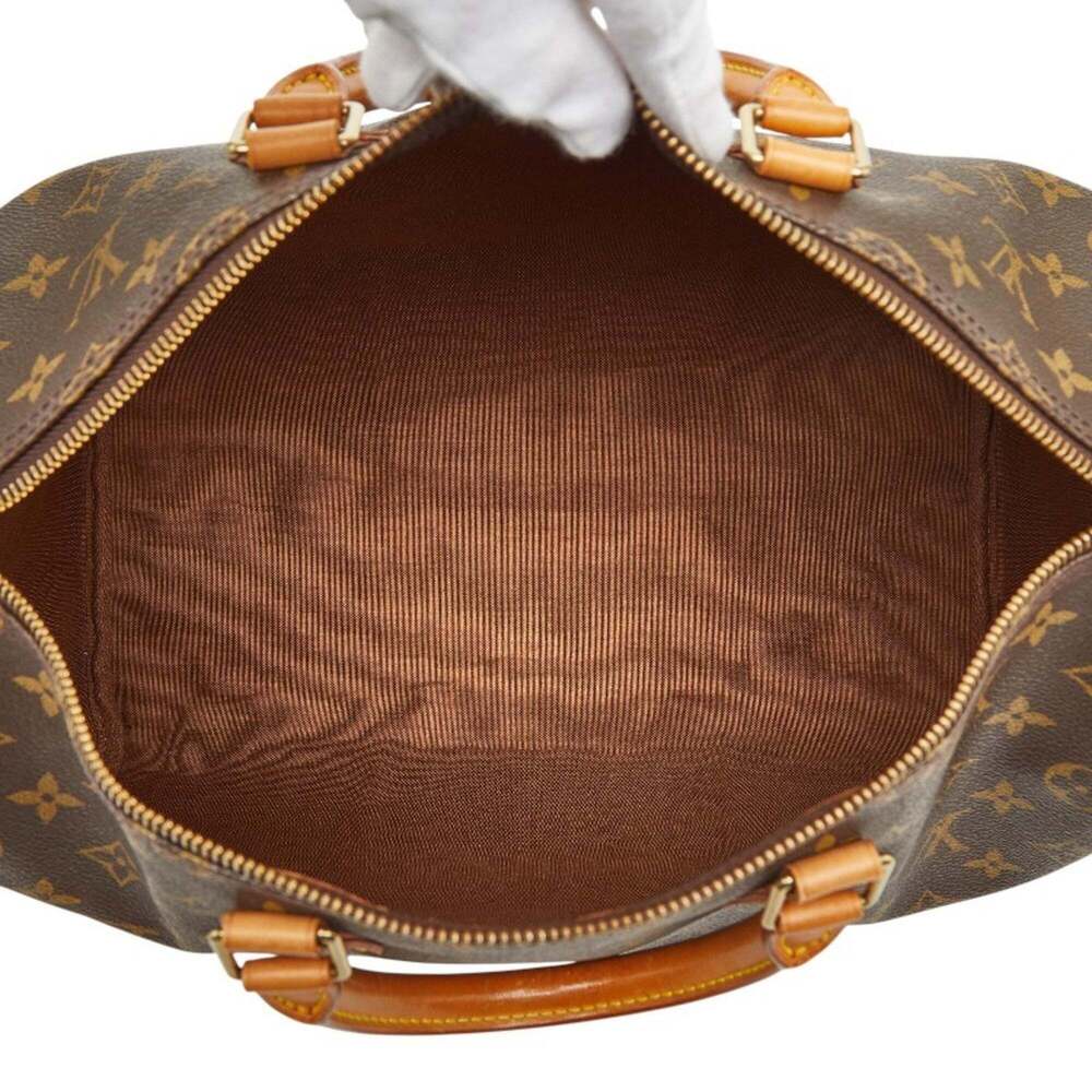 LOUIS VUITTON Authentic Brown Monogram Leather Speedy 35 Boston Bag - Picture 9 of 12